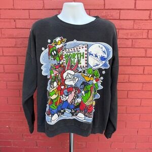 Vintage 1994 Looney Tunes North Pole Christmas Sweatshirt Sun‎ Sportswear XXL